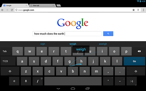 android 4.2 gesture typing