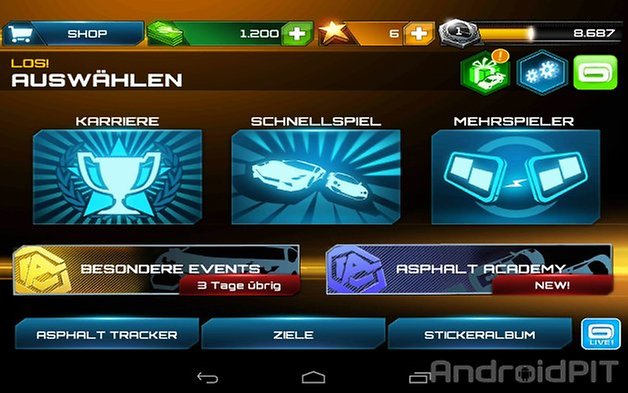 asphalt 7 heat menu