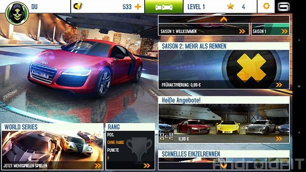 asphalt 8 airborne menu