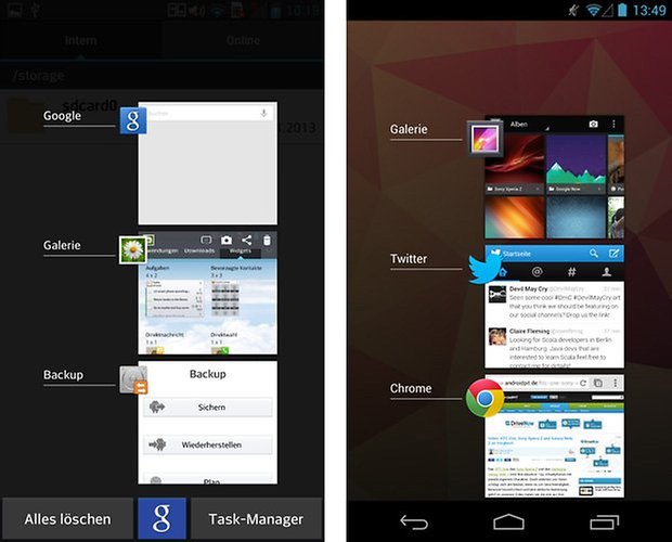 optimus android offene apps