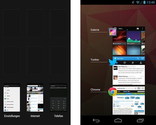 sense android offene apps