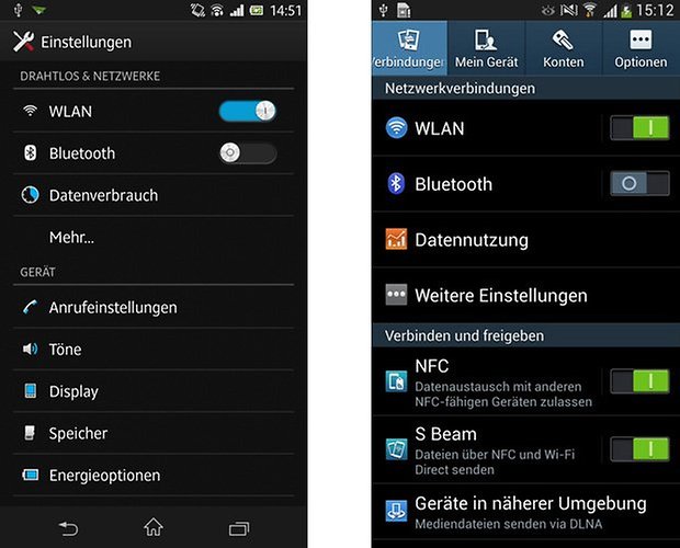sony touchwiz einstellungen