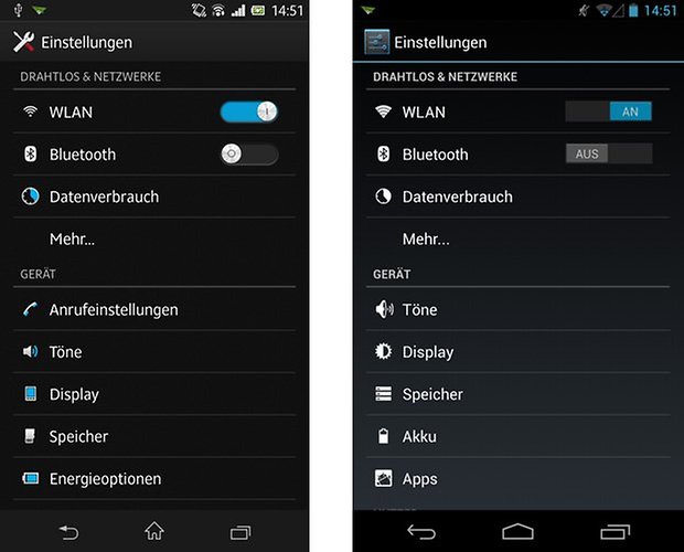 sony android einstellungen