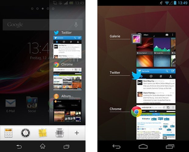 sony android offene apps
