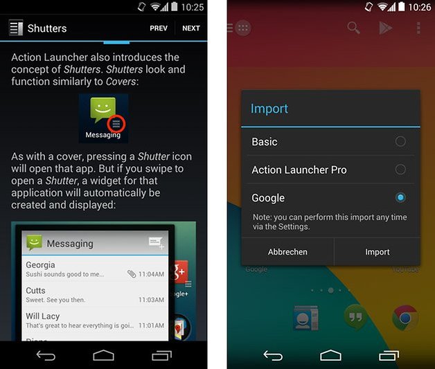 action launcher pro tutorial import