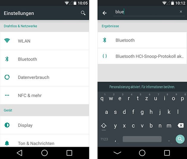 android l einstellungen suche