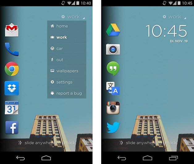 cover menu apps scrollen