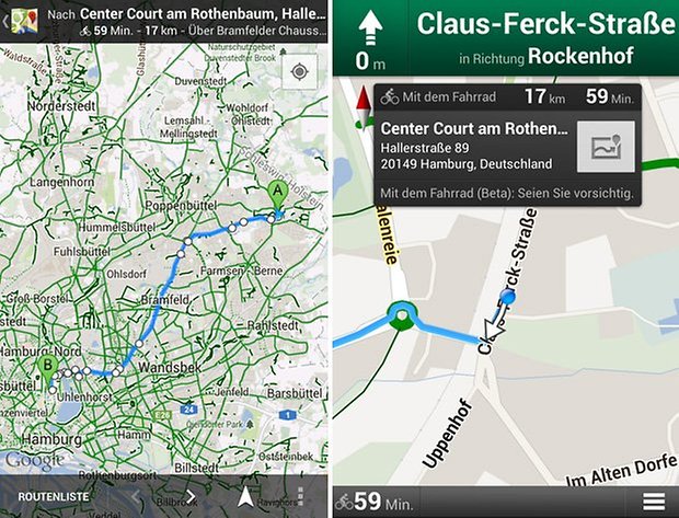 google maps fahrrad navigation