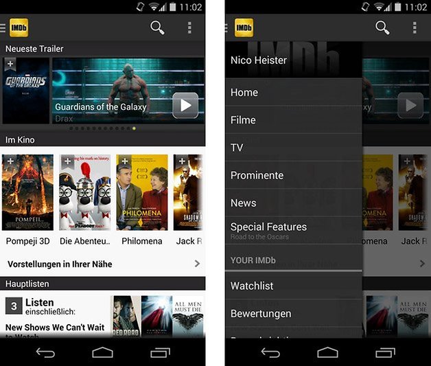 imdb app beta home menu
