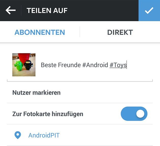 instagram android teilen standort hashtags