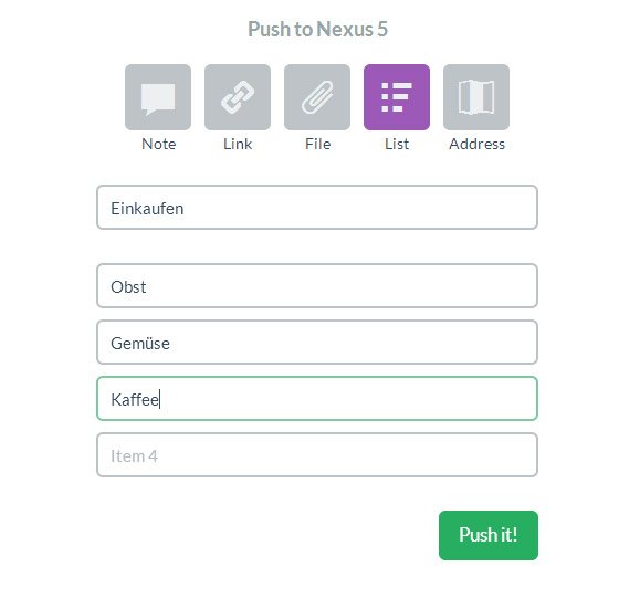 pushbullet web liste