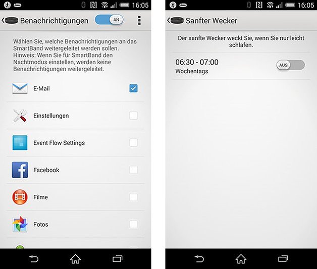 smartband app einstellungen benachrichtigungen sanfter wecker