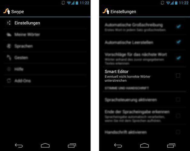 swype einstellungen smart editor