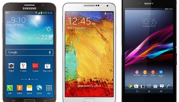 Galaxy Round, Galaxy Note 3 und Xperia Z Ultra im Hardware-Vergleich