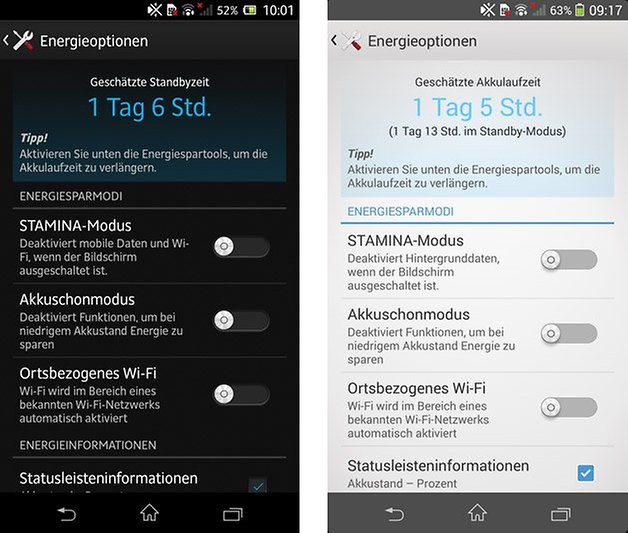 xperia z android 4 2 4 3 energieoptionen