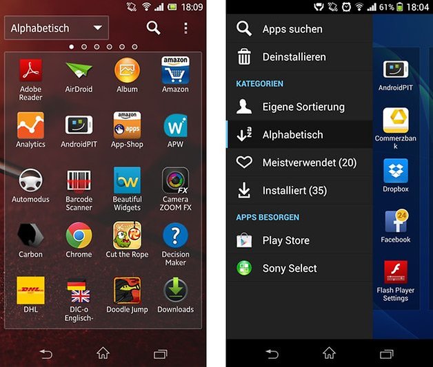 xperia z z1 app drawer