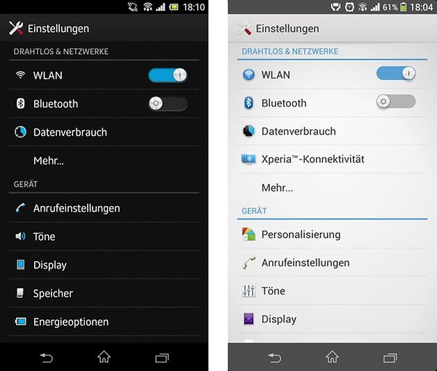 xperia z z1 einstellungen
