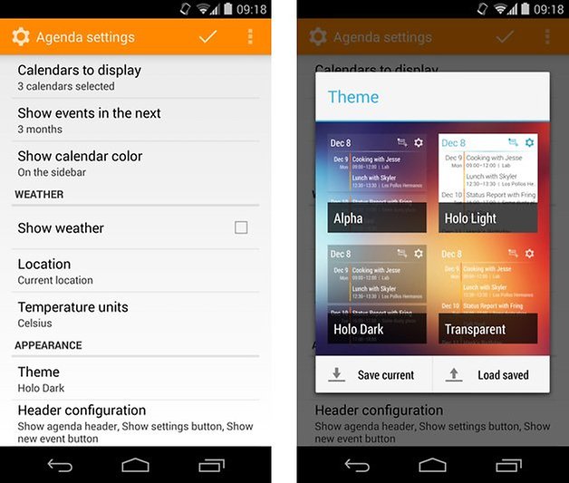 event flow calendar widget optionen