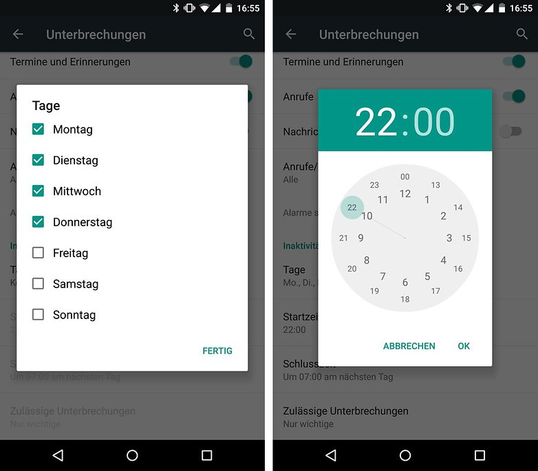 android lollipop unterbrechungen einstellungen inaktivitaet