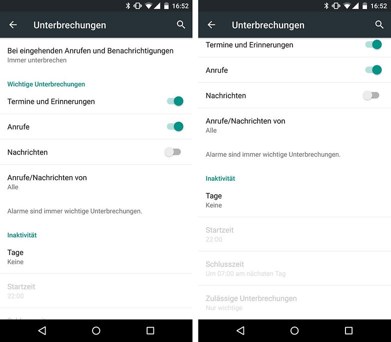 android lollipop unterbrechungen einstellungen