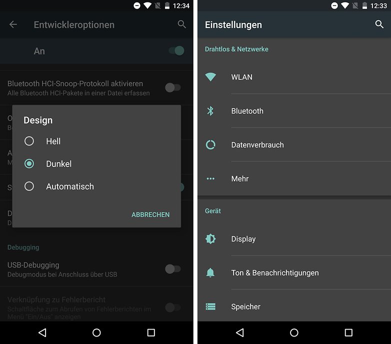 android m dunkles design