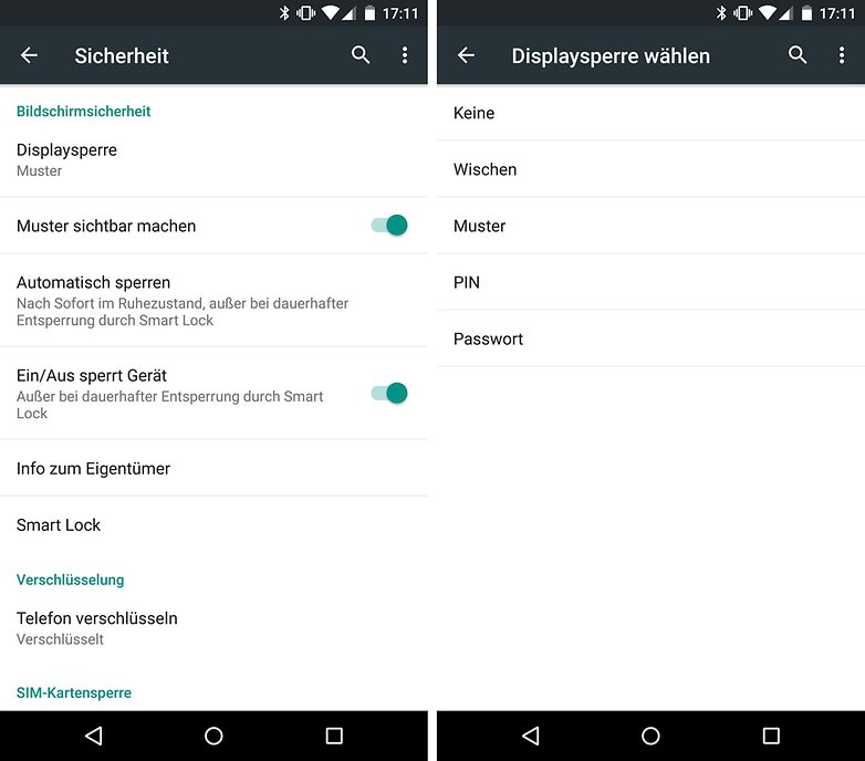 android einstellungen sicherheit displaysperre