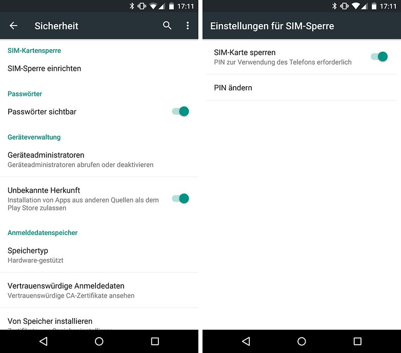 android einstellungen sicherheit sim sperre