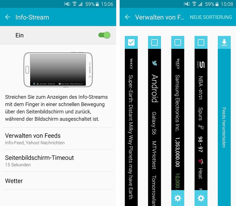 samsung galaxy s6 edge infostream einrichten