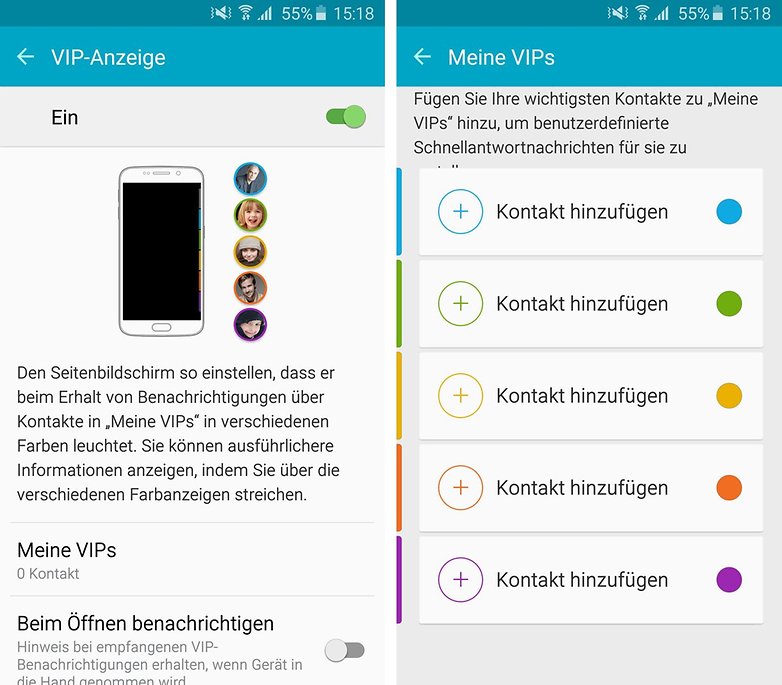 samsung galaxy s6 edge vip anzeige einrichten