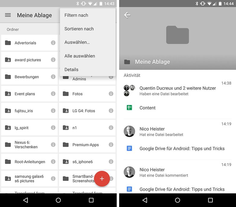 google drive android aktivitaet