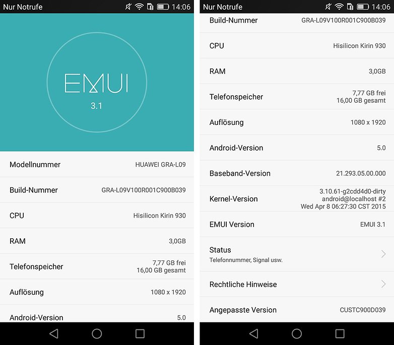 huawei p8 software informationen