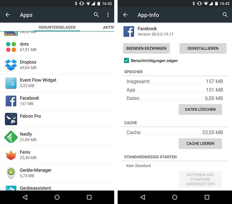 nexus 6 app cache leeren
