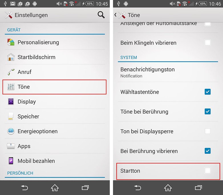 sony xperia z3 einstellungen bootsound