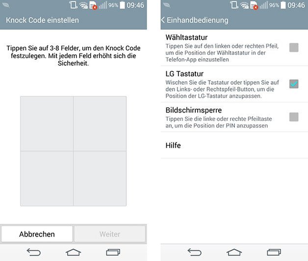 optimus ui knock code einhandbedienung