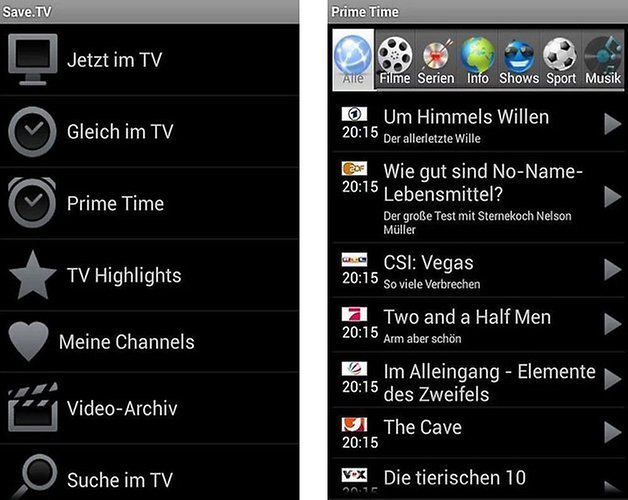 savetv suche filter