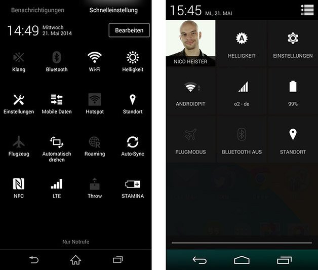 xperia ui nexus 5 stock quick settings