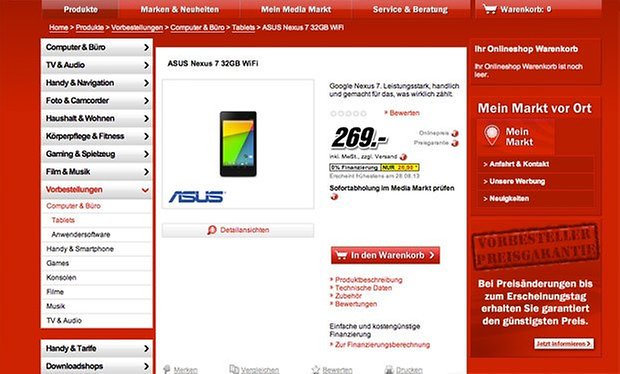 google nexus 7 media markt