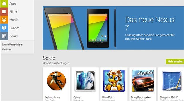 nexus 7 neu play store