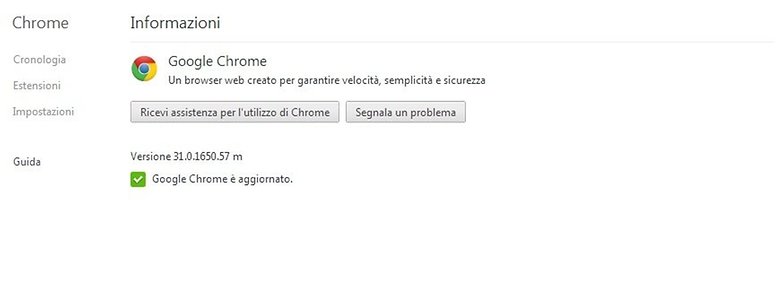 aggiornamento chrome 31