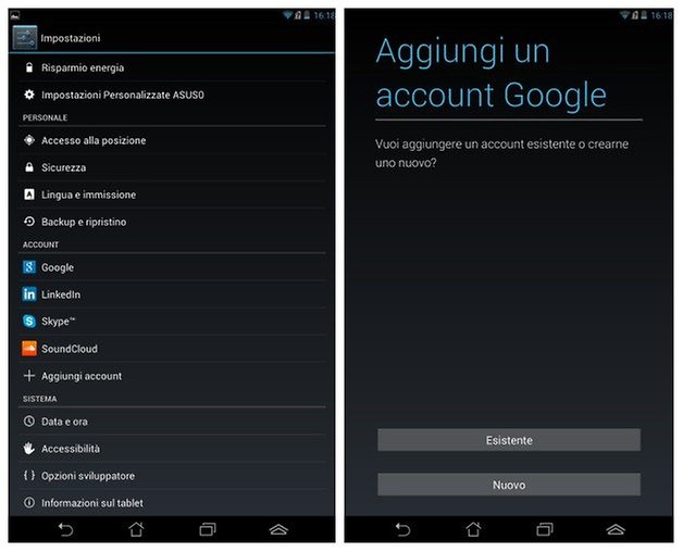 nuovo account