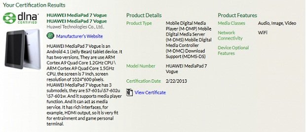 huawai mediapad 7 vogue specs