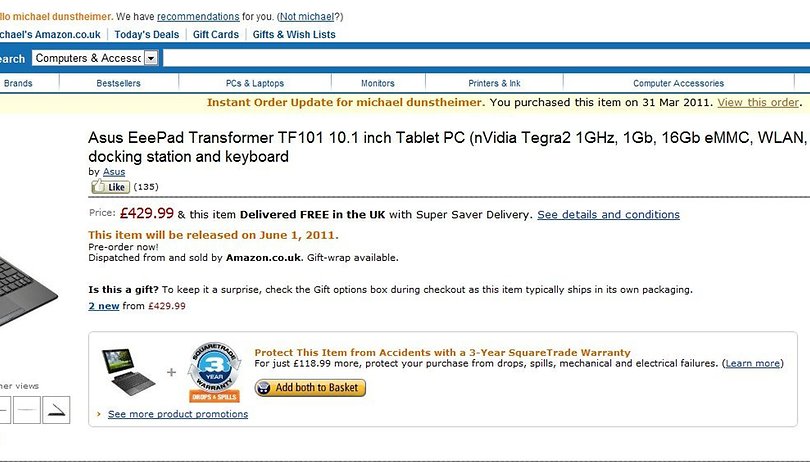 Eee Pad Transformer erscheint später als angekündigt?
