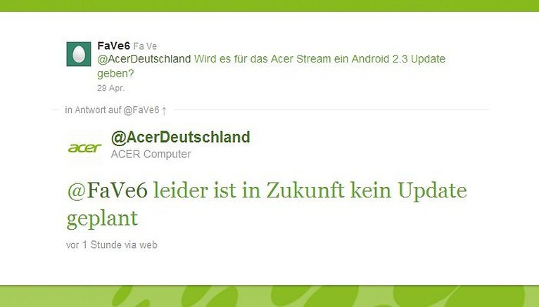 Und wieder ein Hersteller mit schlechtem Support – Acer bringt kein Android 2.3 fürs Stream