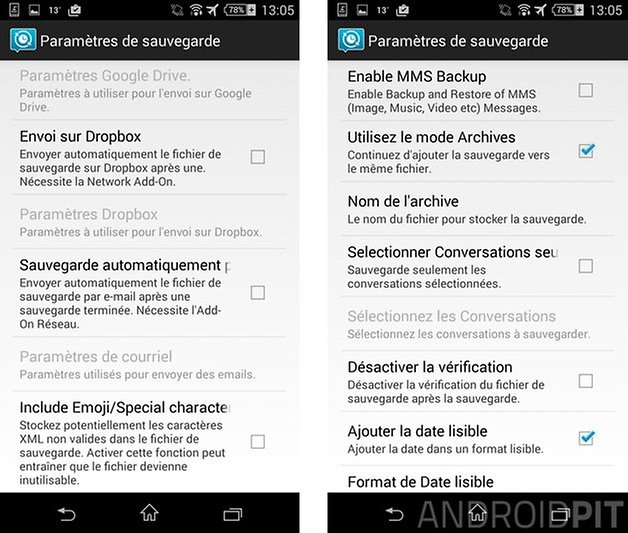 comment sauvegarder sms android email archive