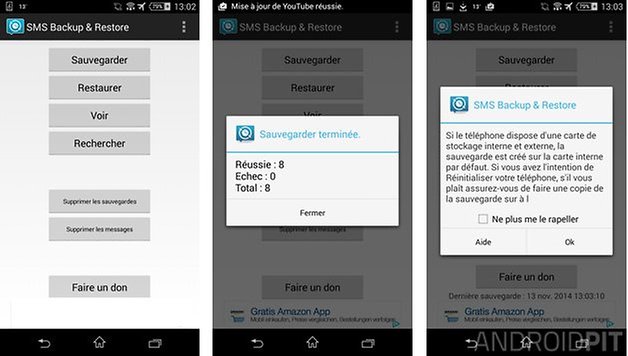 comment sauvegarder sms android