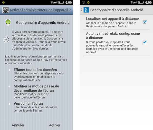 android manager verrouillage