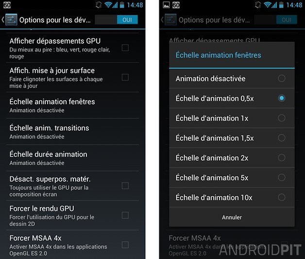 booster smartphone android echelle animations