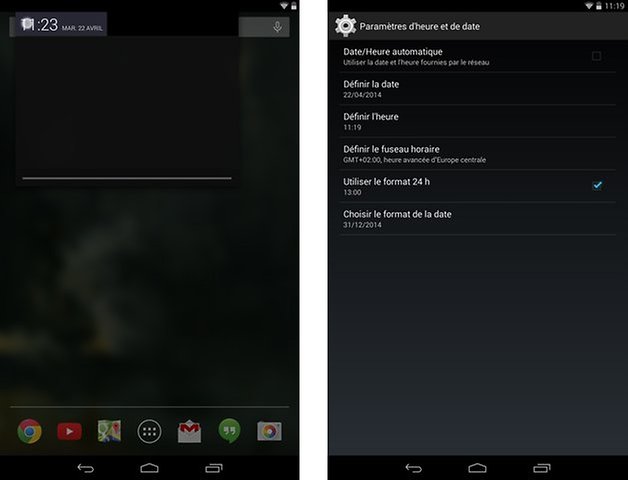 changer heure android