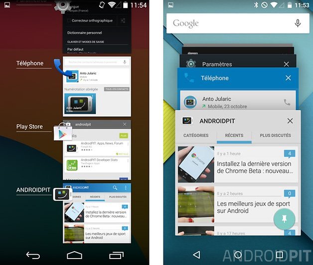 comparatif android 5 0 lollipop kitkat 4 4 applications recentes