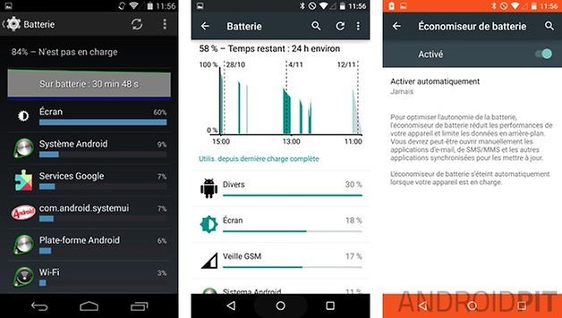 comparatif android 5 0 lollipop kitkat 4 4 batterie